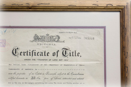 Certificate of Title on display at Hamer Conveyancing