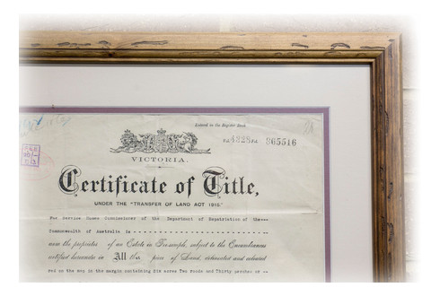 Certificate of Title on display at Hamer Conveyancing